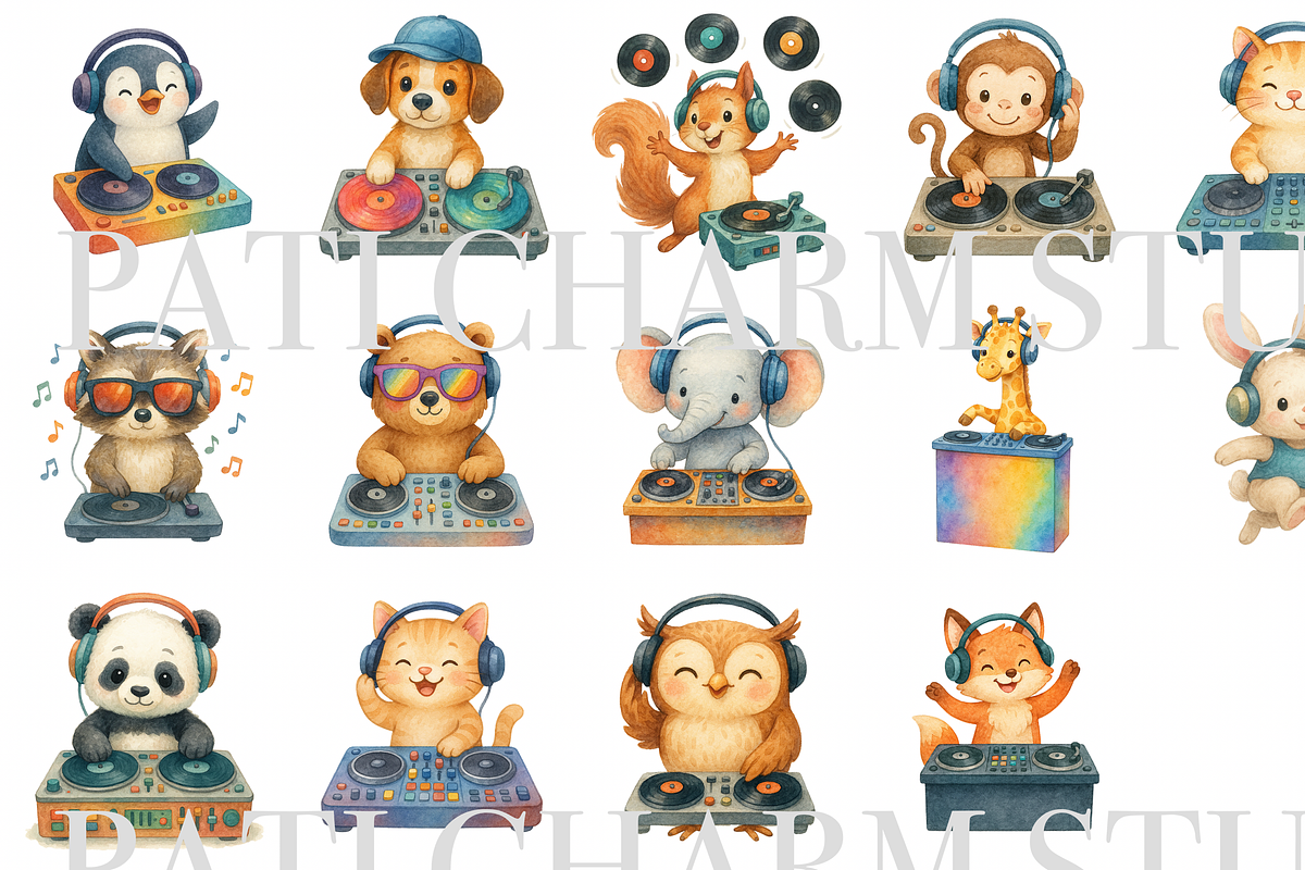 16 DJ Clipart, a Decorative Illustration by Pati Charm Studio (Photo 2 of 8)