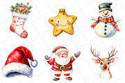 Watercolor Cute Cartoon Christmas, an Illustration by DreamPrint404 (Thumbnail 2 of 6)