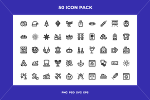 Holidays icons, an Outline Icon by Wencory