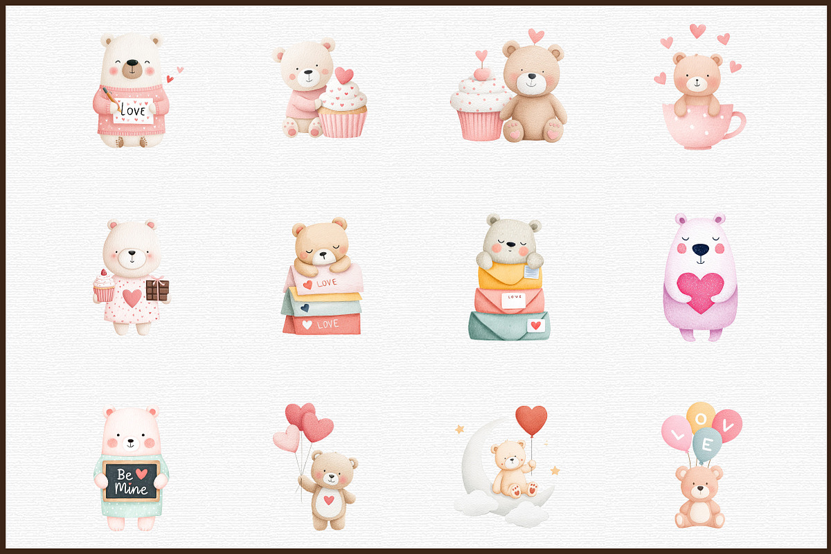 Valentine s Day Teddy Clipart, an Illustration by Sublimation Artist (Photo 3 of 6)