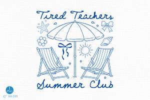 Tired Teachers Summer Club Retro PNG, a Seasonal Illustration by Libby Wishes