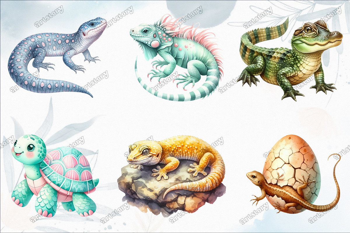Watercolor Reptile Clipart Bundle, a Graphic by designcity5 (Photo 3 of 5)