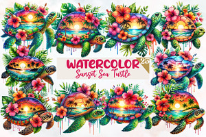 Sunset Sea Turtle Sublimation, an Animal Illustration by Designworld