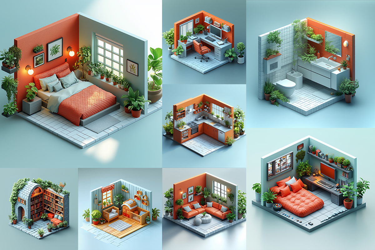 Isometric House Rooms, a Decorative Illustration by Picturesque Stories (Photo 2 of 6)