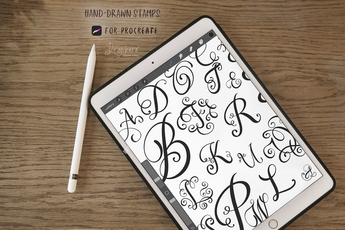 Cursive Letters Procreate Stamps 025, a Brushes & More by Drawberx (Photo 4 of 9)