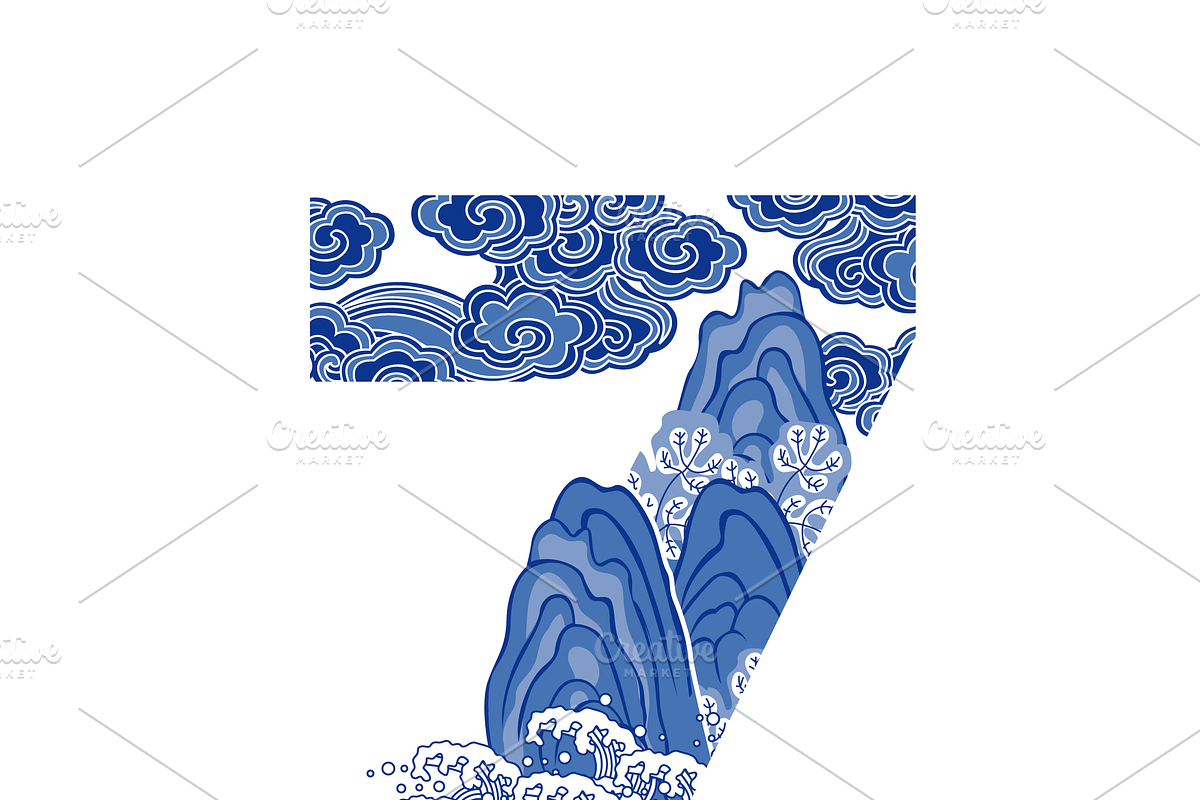 Number Seven Design in Chinese Style, an Object Illustration by PonDeArt (Photo 2 of 2)