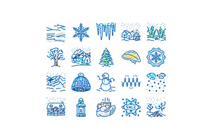 winter snow season nature icons hand, an Object Illustration by pikepicture