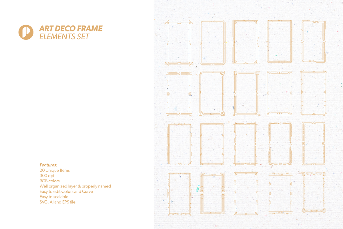 Art Deco Frame Elements Set, an Object Illustration by peterdraw (Photo 2 of 6)