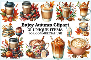 Watercolor Fall Coffee Clipart, an Illustration by Craft Nest
