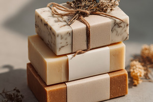 Close-Up of Stacked Soap Bars, a Beauty & Fashion Photo by Virgo Studio
