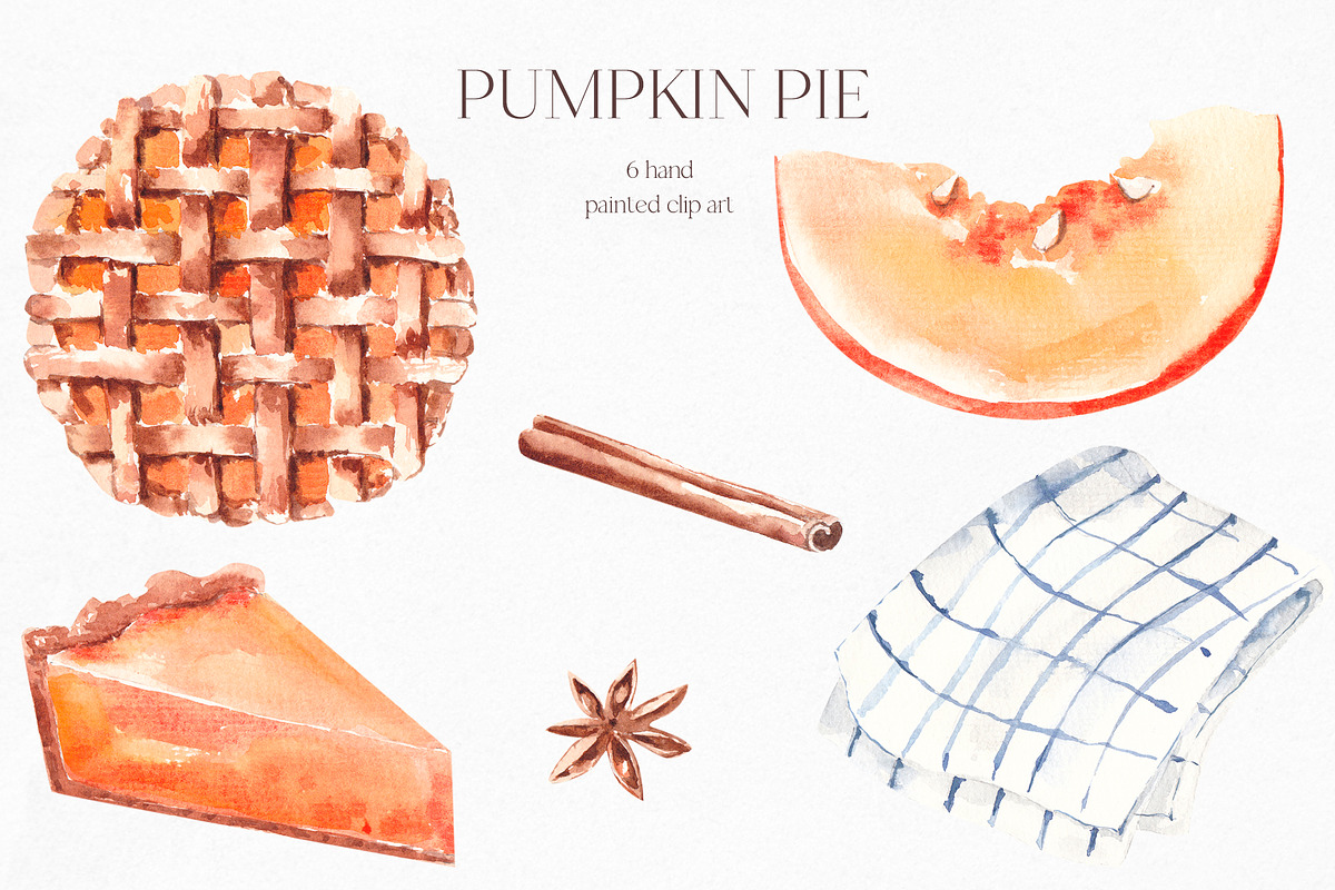 Watercolor Pumpkin Pie, a Food Illustration by YuliyaArtGarden (Photo 2 of 4)