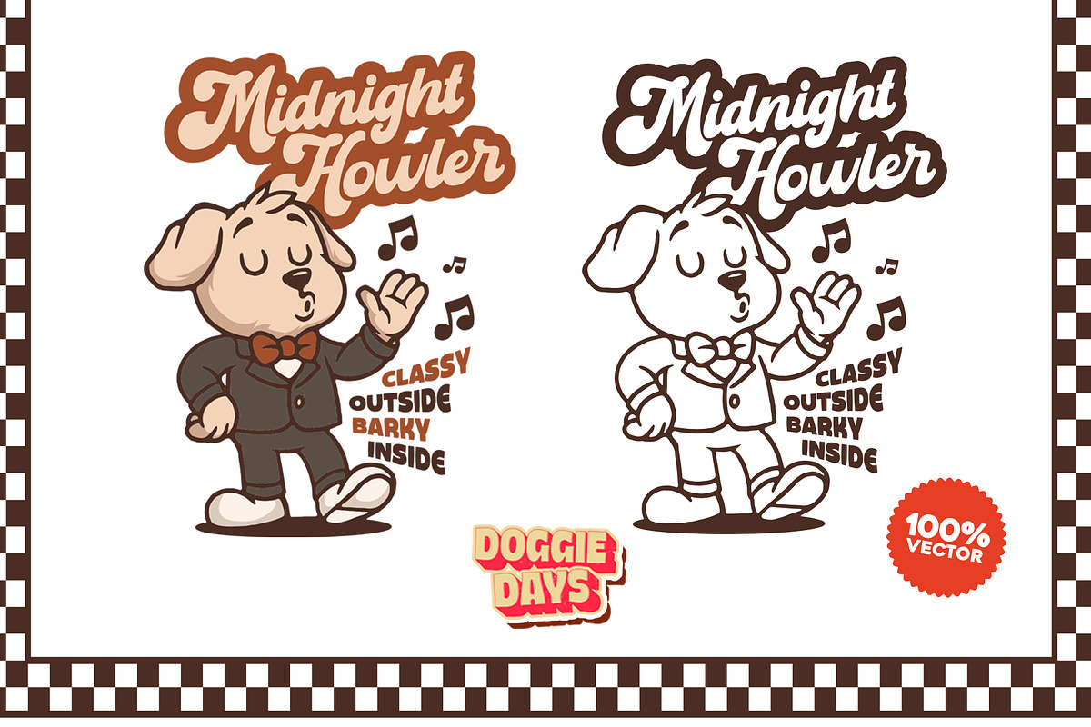 Retro Puppy Mascot Bundle, an Animal Illustration by Tekuni (Photo 8 of 12)