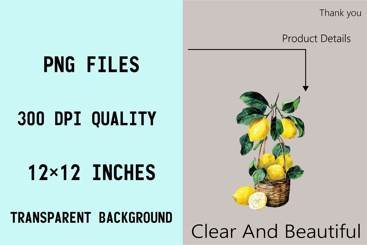 Watercolor Lemon Clipart, an Illustration by SVGArt (Photo 2 of 4)