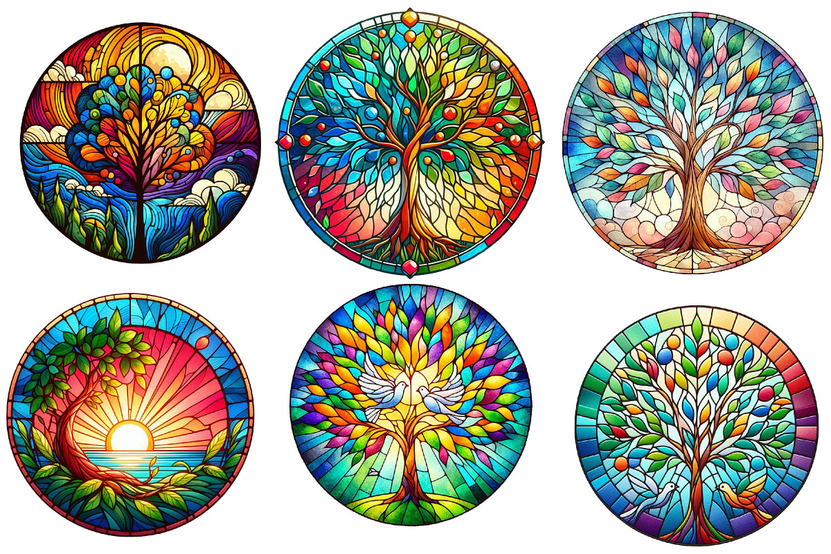 Tree of Life Stained Glass Clipart, an Illustration by Designworld (Photo 4 of 6)