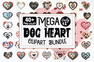 Mega Dog Heart Clipart Sublimation B