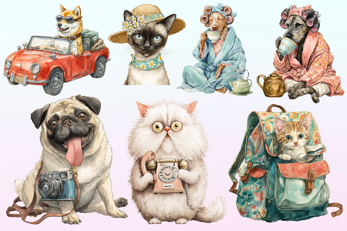 Quirky Dog and Cat Clipart, a Graphic by CitraGraphics (Photo 3 of 4)