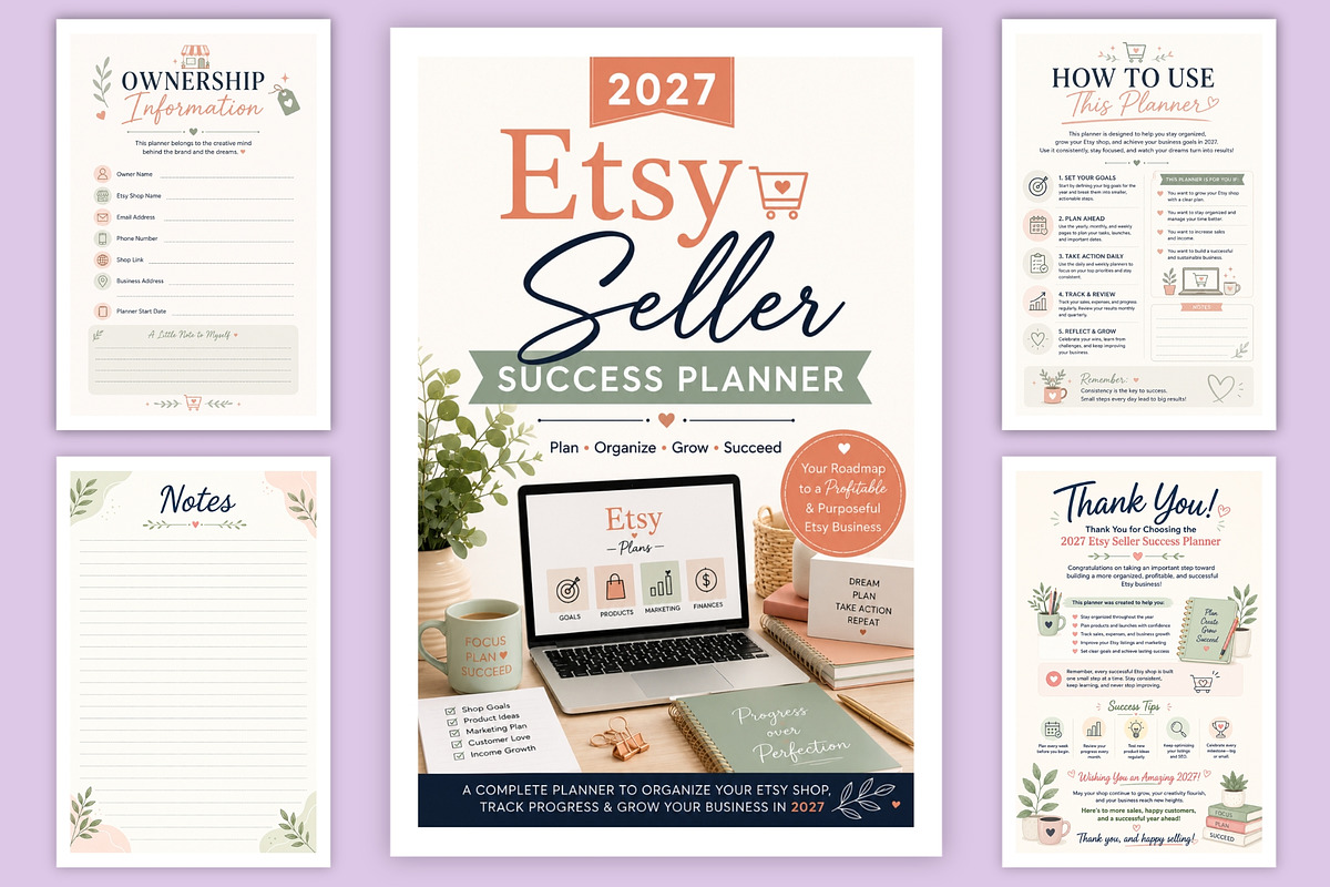 2027 Etsy Seller Success Planner, a Stationery Template by Designmela01 (Photo 6 of 6)