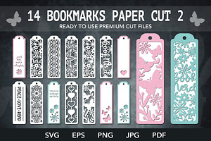 14 Bookmarks Paper Cut SVG Bundle