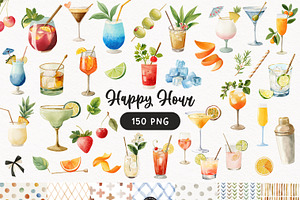 Happy Hour Cocktail Drinks Set