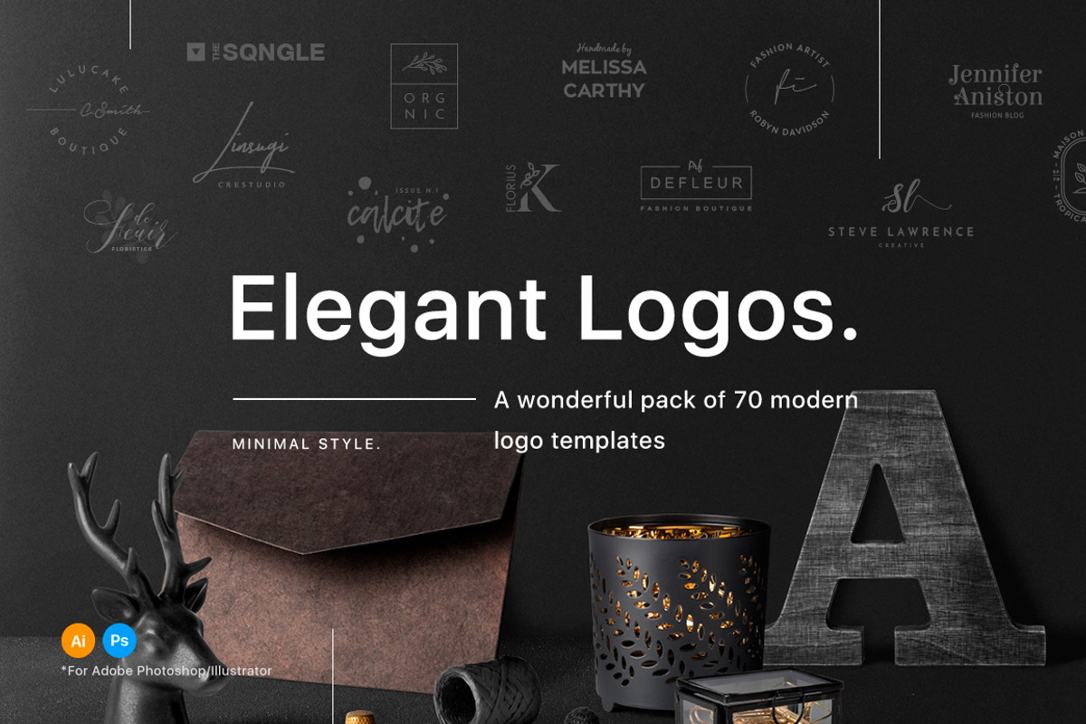 70 Elegant Logos (Extended License), a Branding & Logo Template by William Hansen (Photo 1 of 4)
