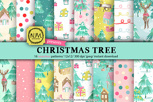 Christmas Tree Watercolor Paper Pack