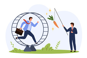 Businessman Running Hamster Wheel, a Finance Illustration by Flashvector