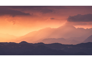 Amazing silhouettes of a mountains, a Nature Photo by den-belitsky
