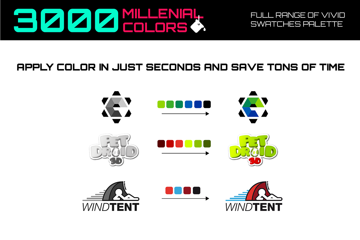 3000 millenial color swatches set, a Palette Add-On by ToonPlanet Vector Assets (Photo 7 of 9)