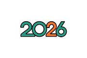 2026 Number Typography Vector Set, a Work Illustration by Vectorium Studio (Thumbnail 10 of 20)