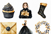 Christmas Black & Gold Clipart, an Illustration by Craft Nest (Thumbnail 3 of 6)