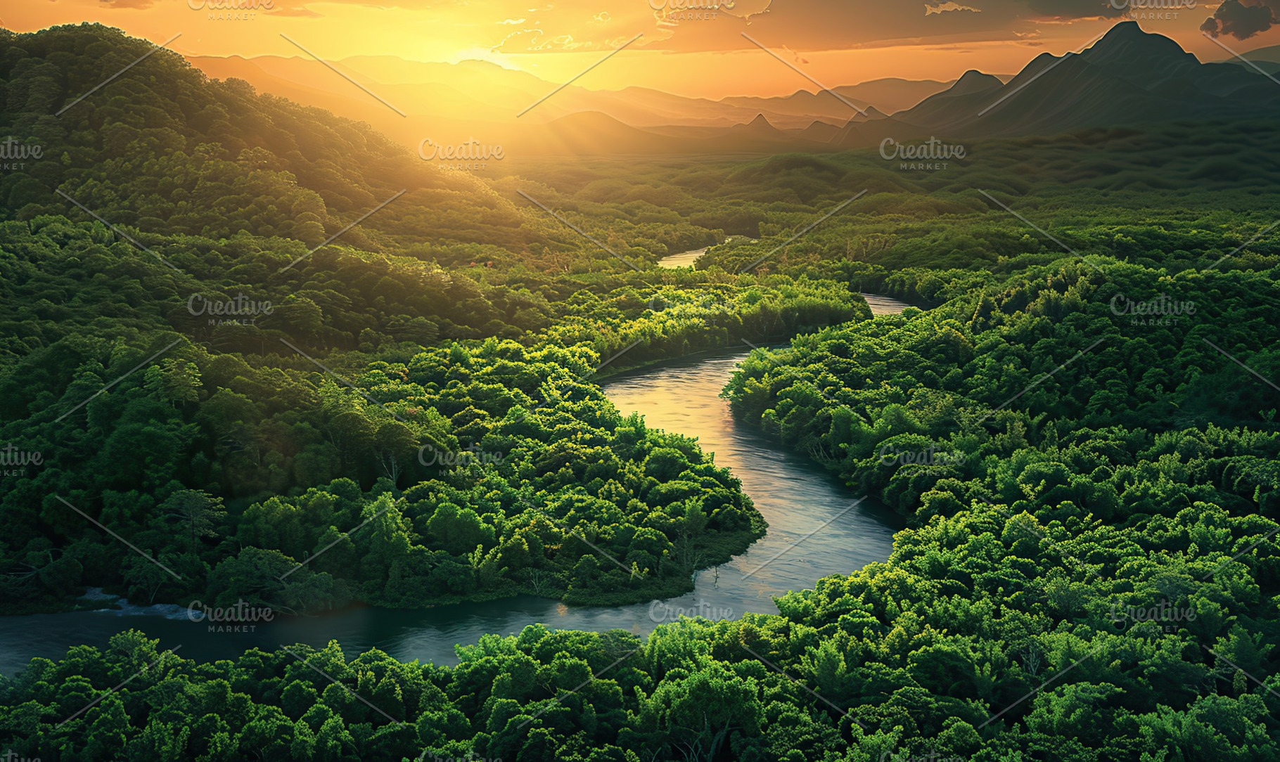 Winding river in the green jungles, a Nature Photo by AlyaAnd