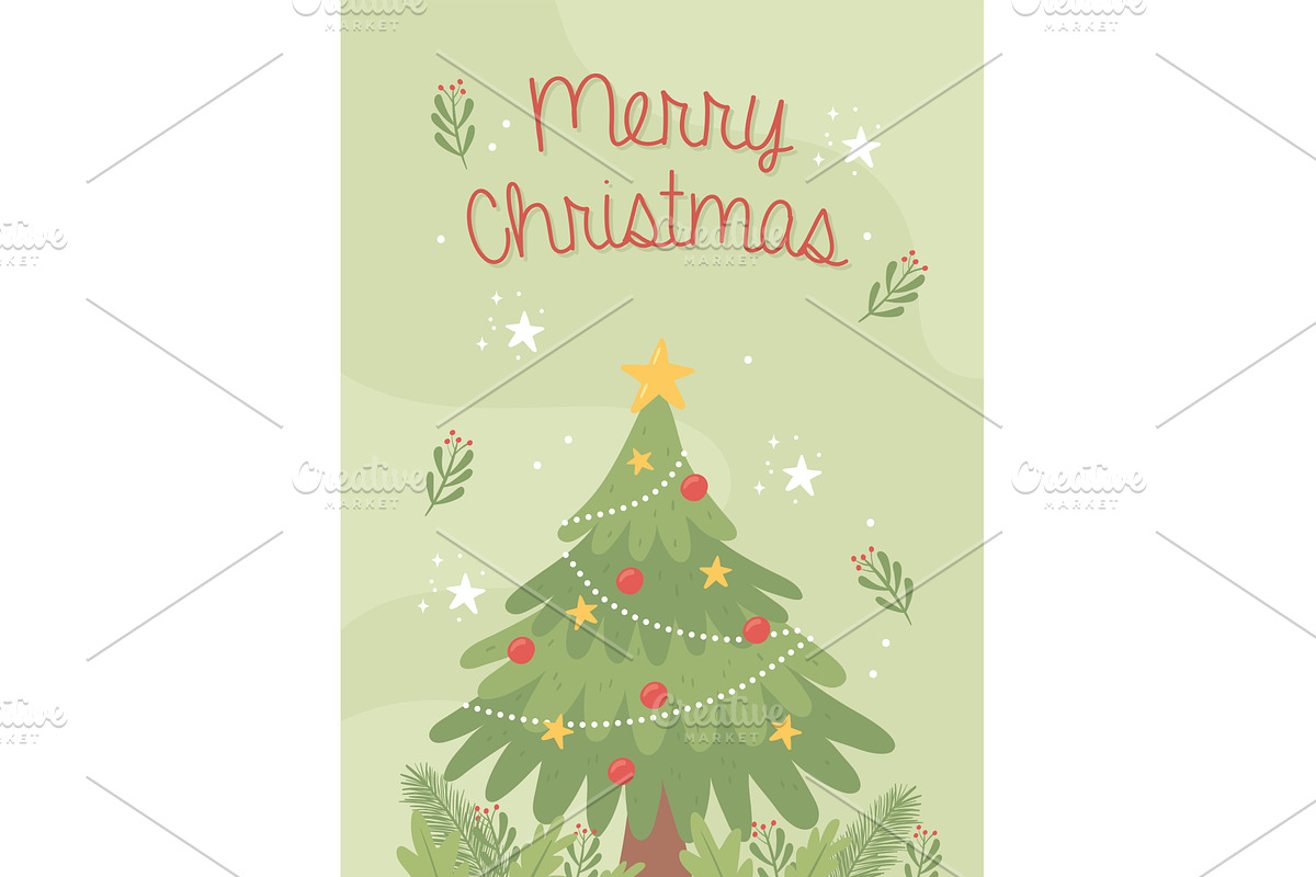 merry christmas greeting card, an Illustration by studiogstock