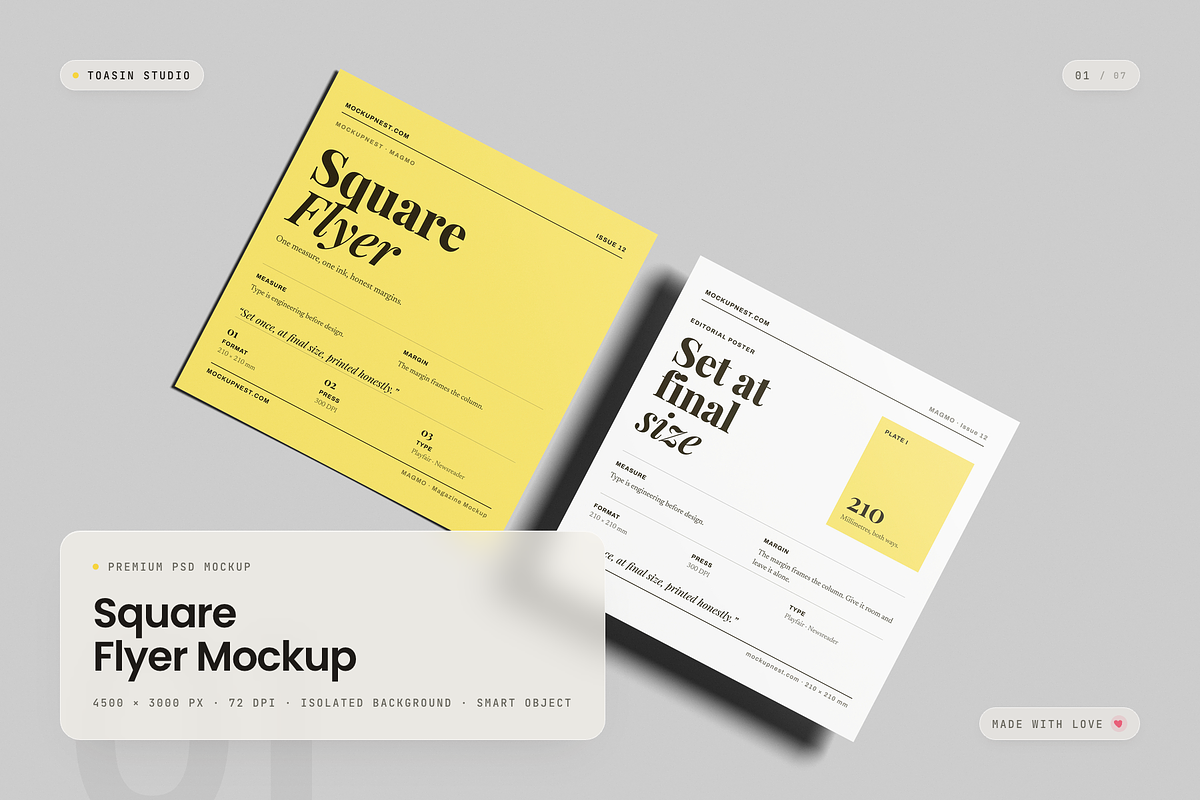 Square Flyer Mockup, an Advertising Mockup by Toasin Studio (Photo 1 of 7)