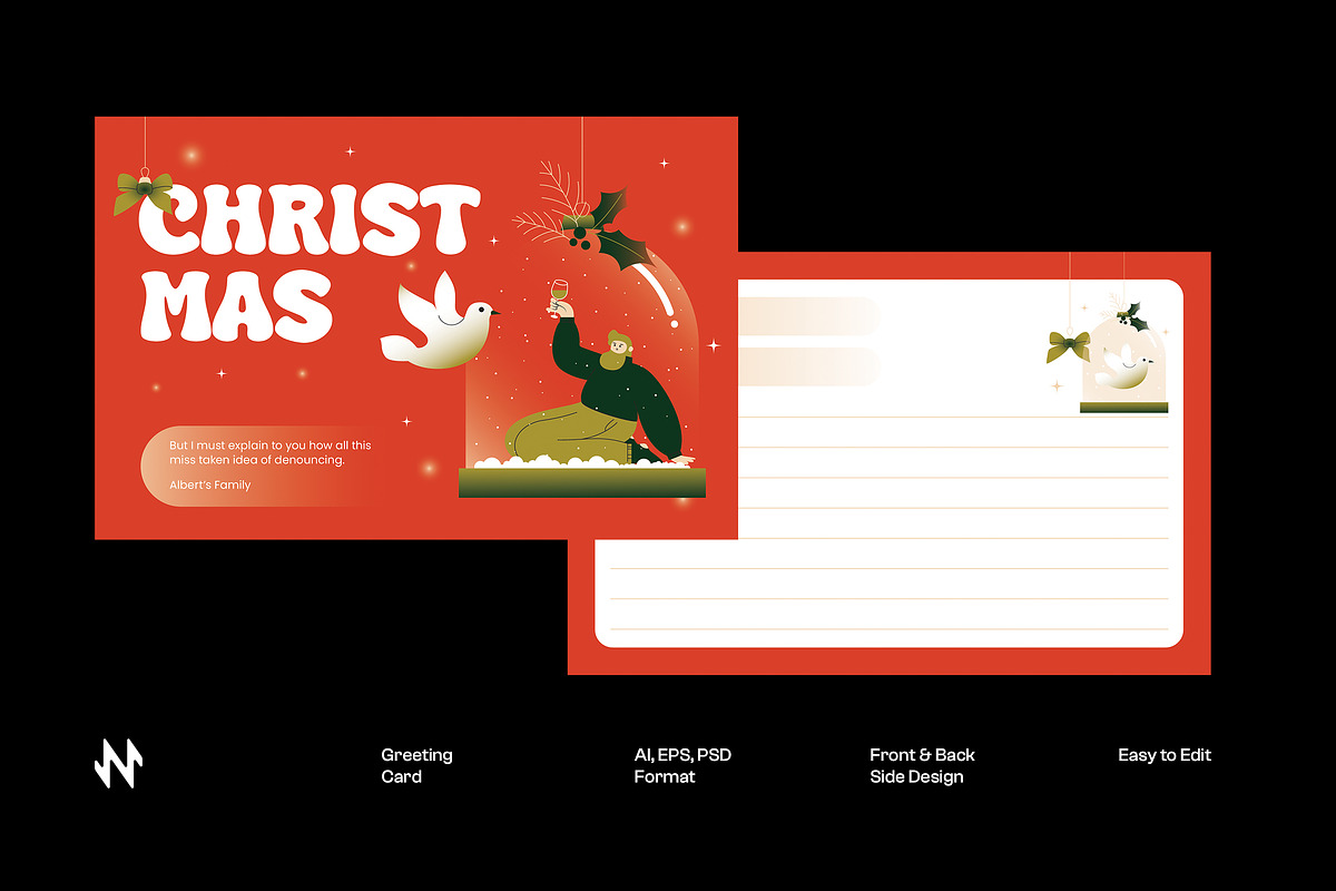 Red Gradient Christmas Greeting Card, a Card Template by Neermana (Photo 1 of 4)