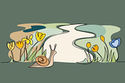 Cute landscape:flowers, road, fields, a Decorative Illustration by Valenty (Thumbnail 2 of 3)