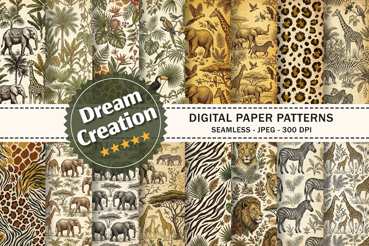 Vintage Jungle Safari Digital Patter, a Texture Graphic by Dream Creation (Photo 1 of 7)