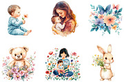 Watercolor Happy Mother's Day, a Seasonal Illustration by Designking (Thumbnail 4 of 5)