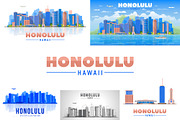 Honolulu Hawaii skyline illustration, an Illustration by Sky and glass (Thumbnail 1 of 6)