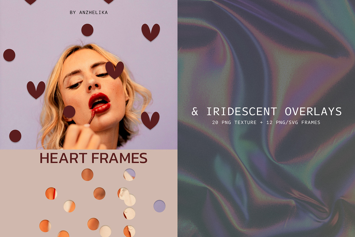 Heart Frames & Iridescent Overlays, a Texture Graphic by Anzhelika (Photo 1 of 9)