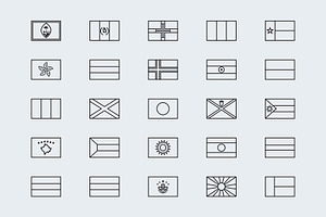 Simplified Outline World Flags