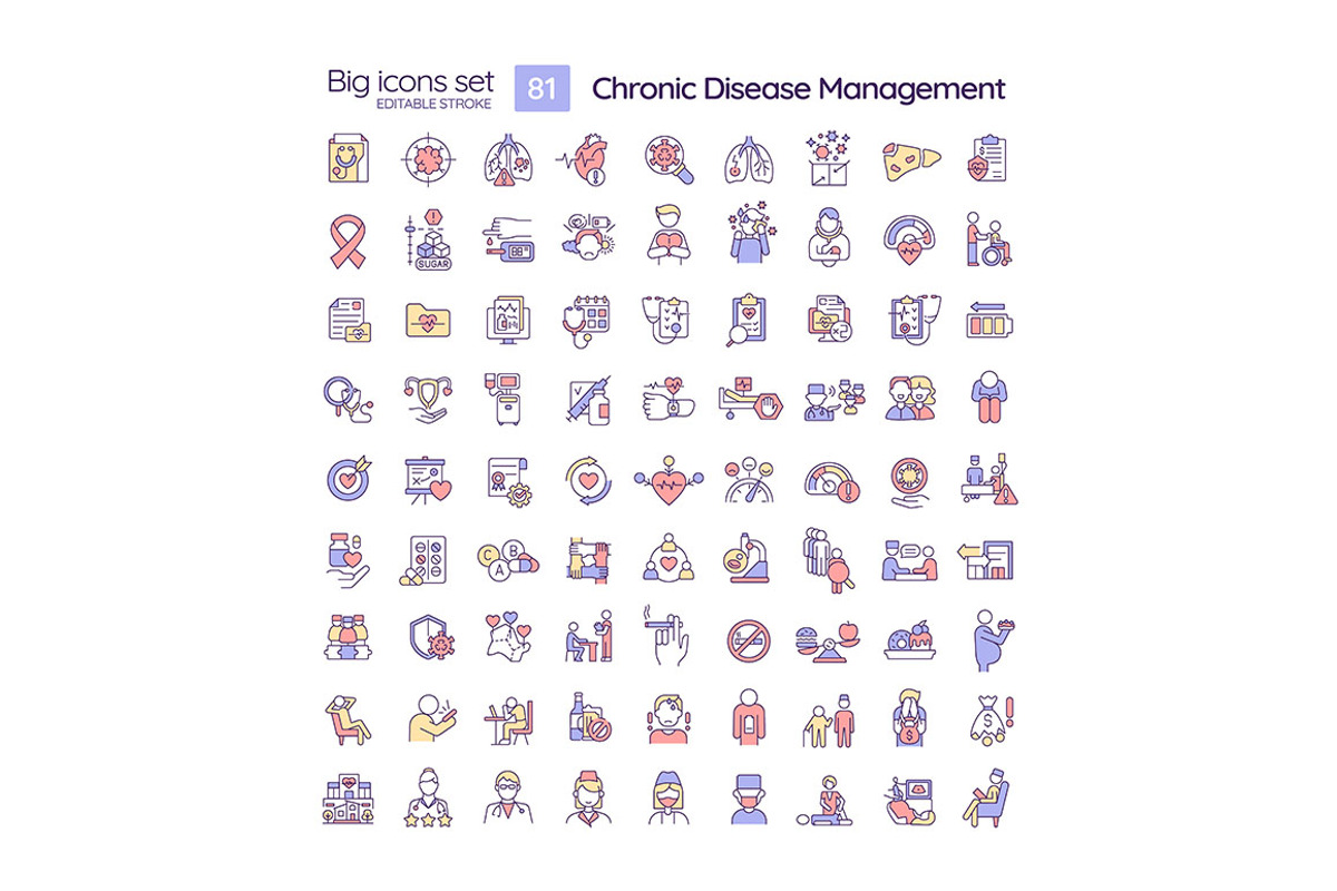 Chronic disease management RGB color, an Icon by IMG Visuals