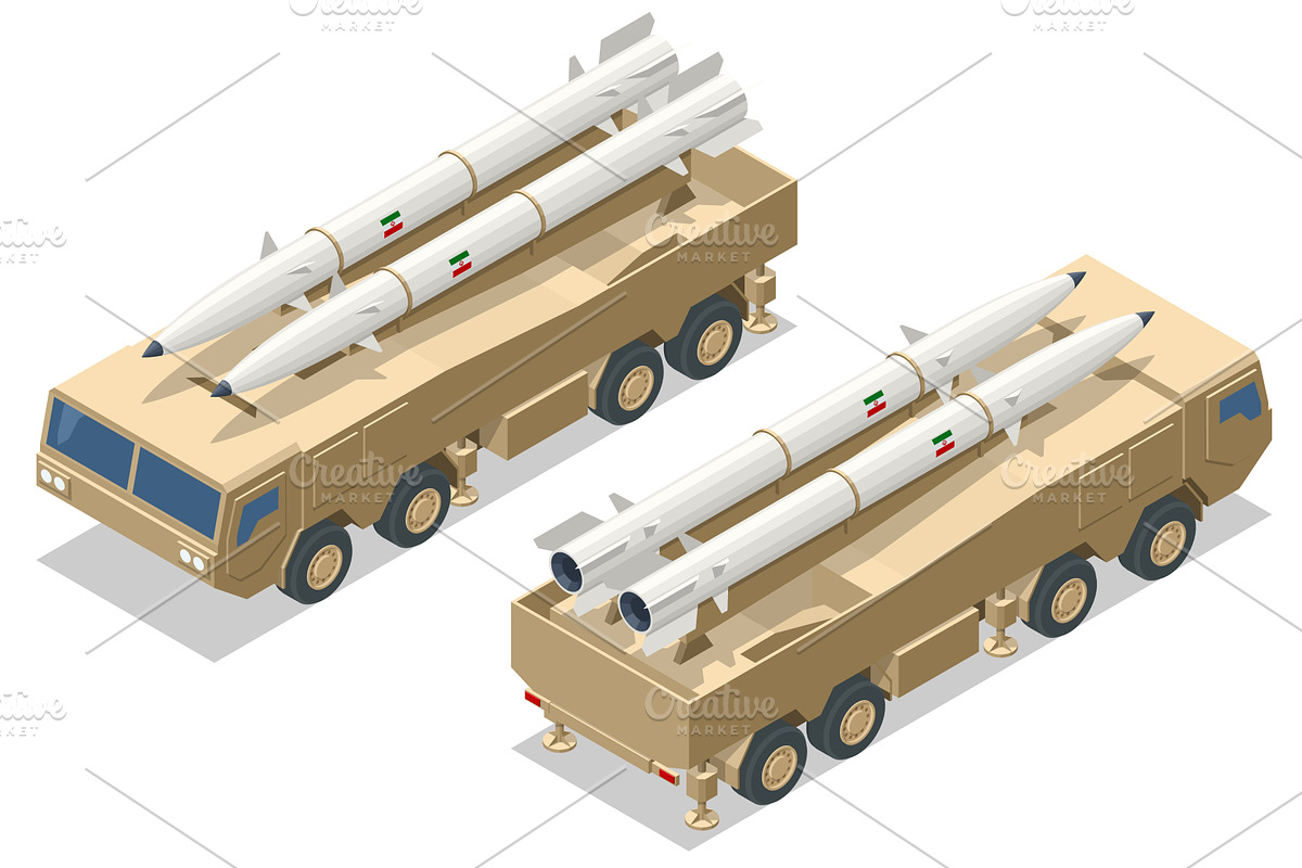 Isometric mobile missile launcher, a Technology Illustration by Golden Sikorka
