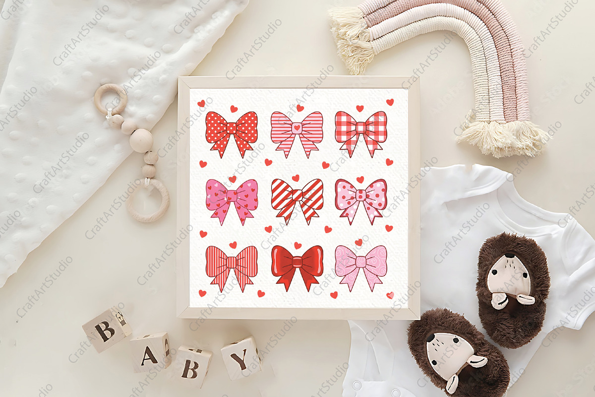 Pink Valentine Coquette Bows PNG, an Illustration by CraftArtStudio (Photo 4 of 4)