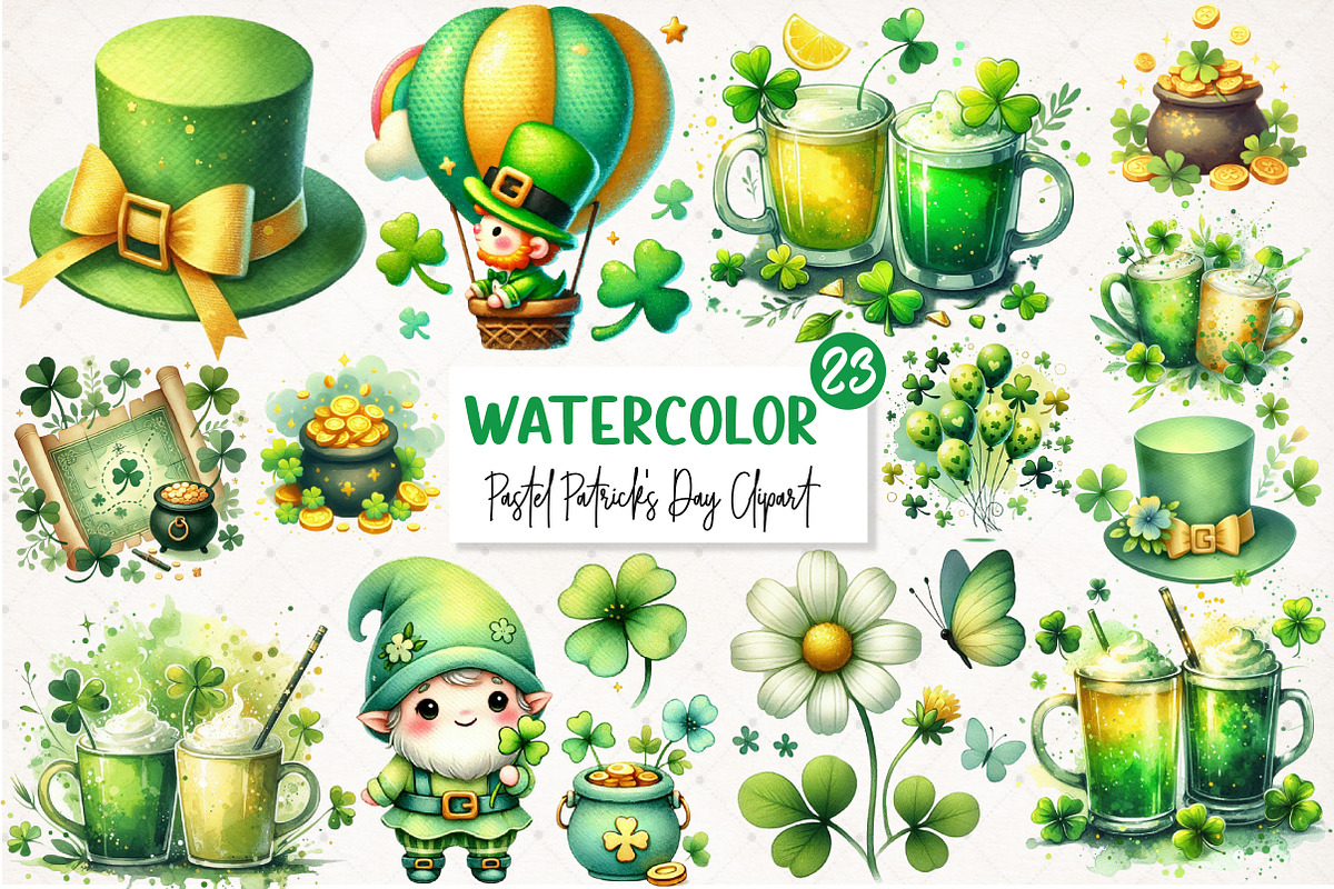 Pastel Patrick's Day Clipart PNG, an Illustration by SinaCreation (Photo 1 of 3)