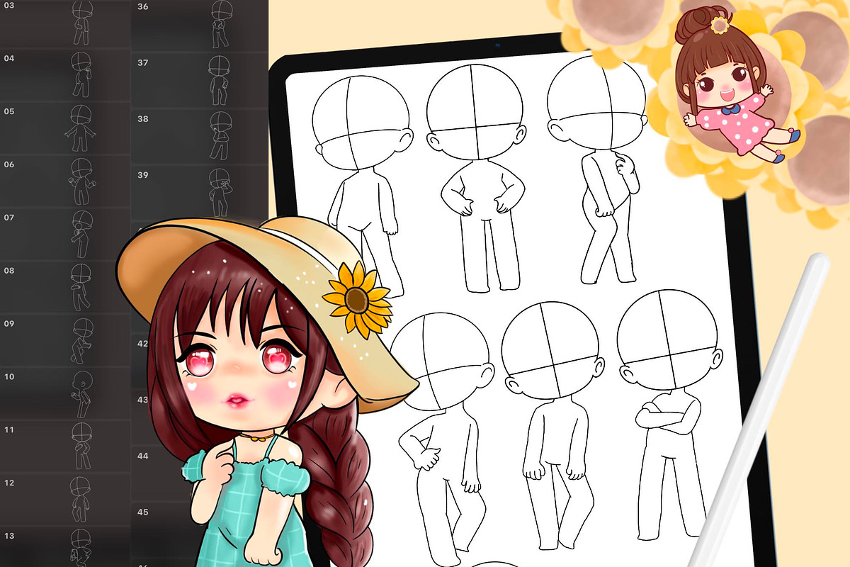 460 Procreate Chibi Stamp Brushes, a Brush Add-On by DrawingStoryShop (Photo 1 of 9)