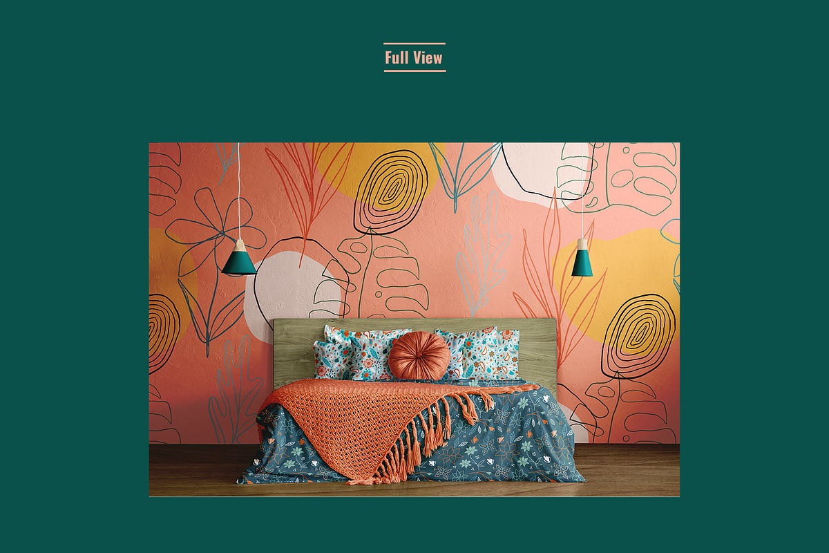 King Size Bed With Wallpaper Mockup, a Household Mockup by Designertale (Photo 3 of 6)