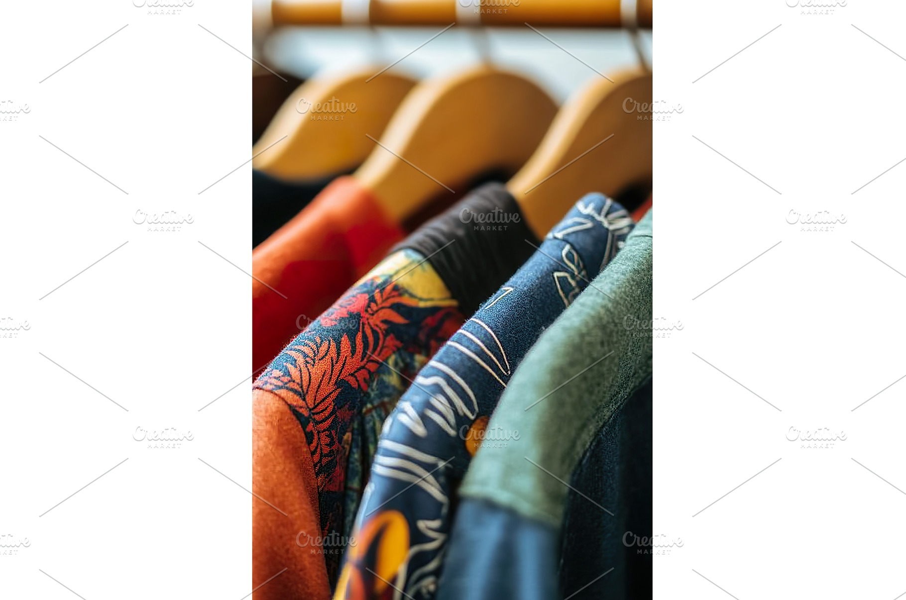 Colorful shirts on hangers displayed, a Beauty & Fashion Photo by Lermont51