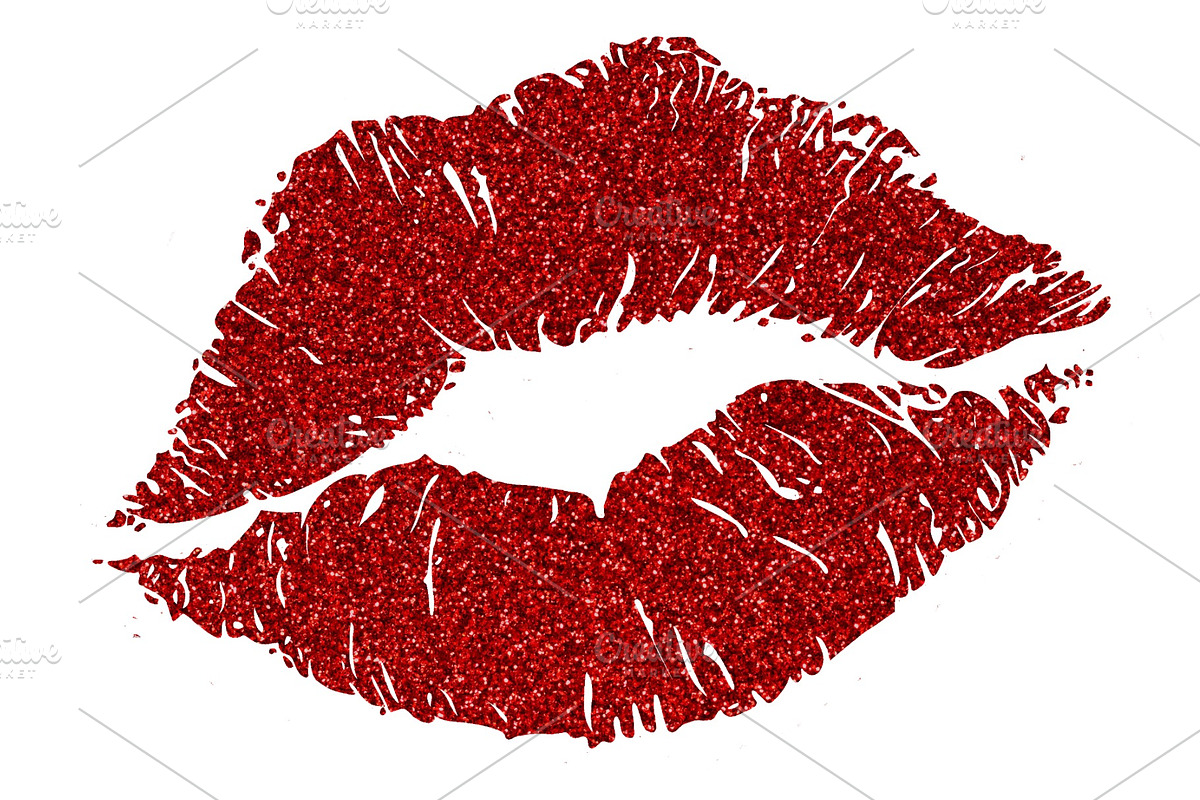 Red Glittered Lips, an Illustration by Elle P. Studio