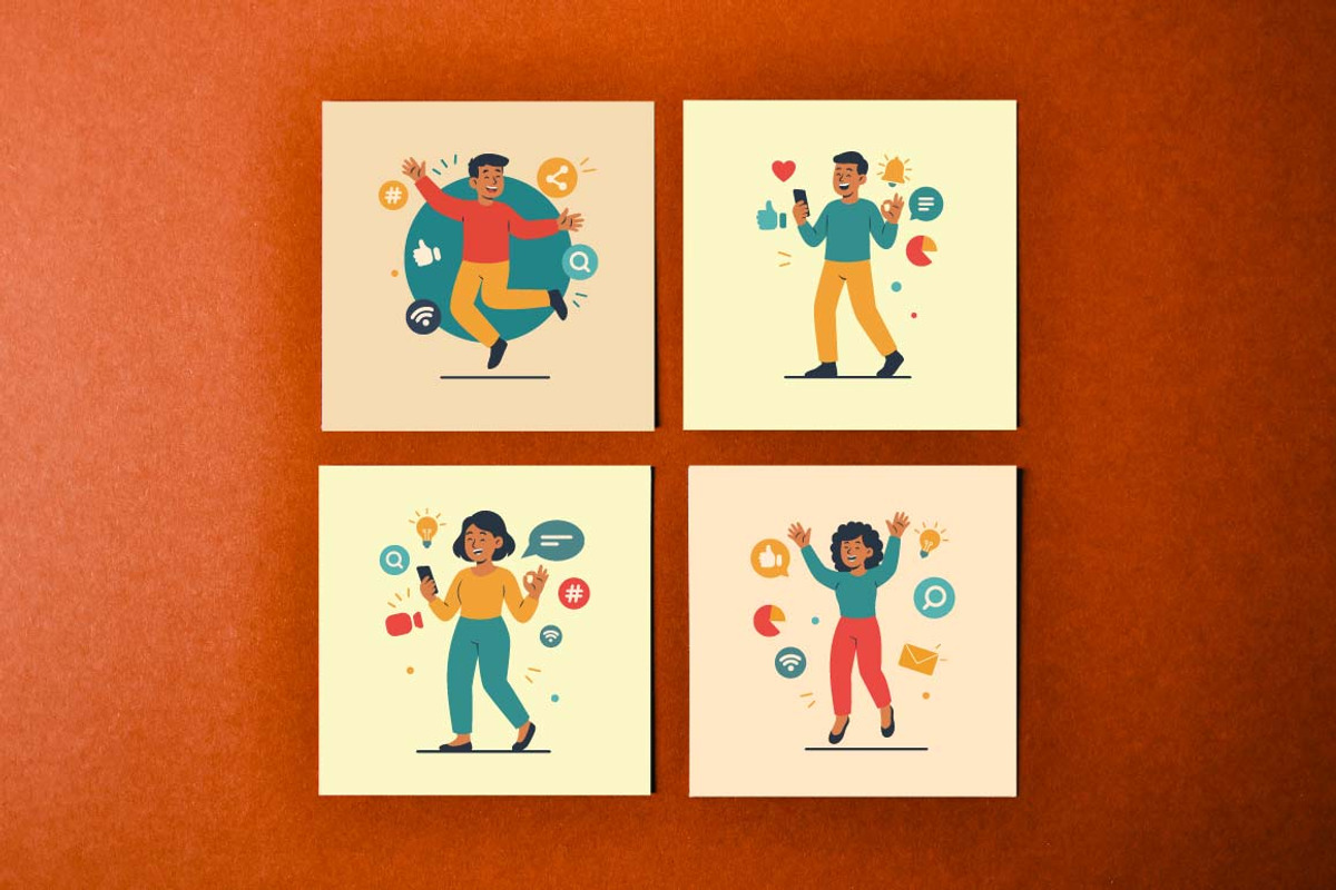 12 Happy Man Woman in Digital World, a Person Illustration by jongcreative (Photo 5 of 7)
