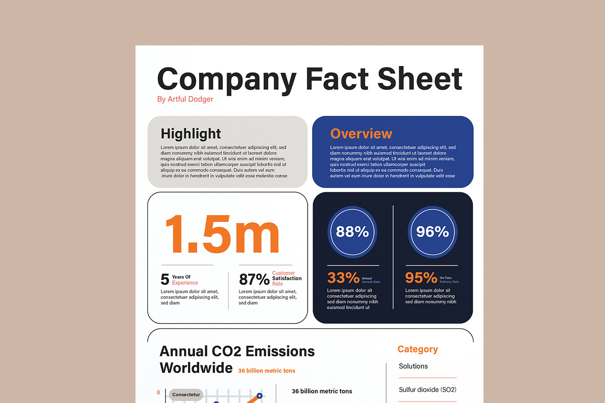 Company Fact Sheet Template, a Flyer Template by MightyDesign (Photo 2 of 8)